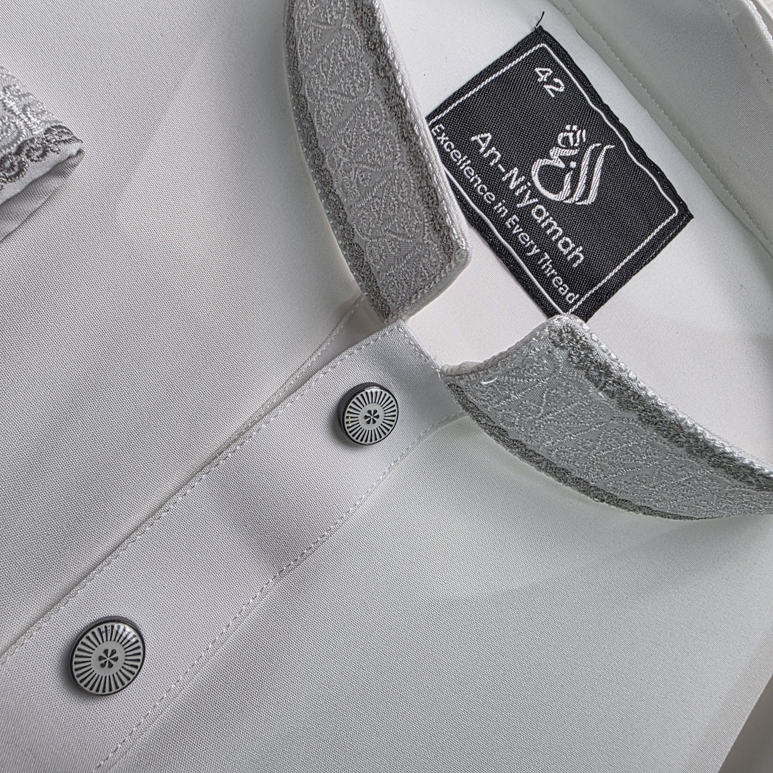 Royal White Embroidered Men's Panjabi - Image 3