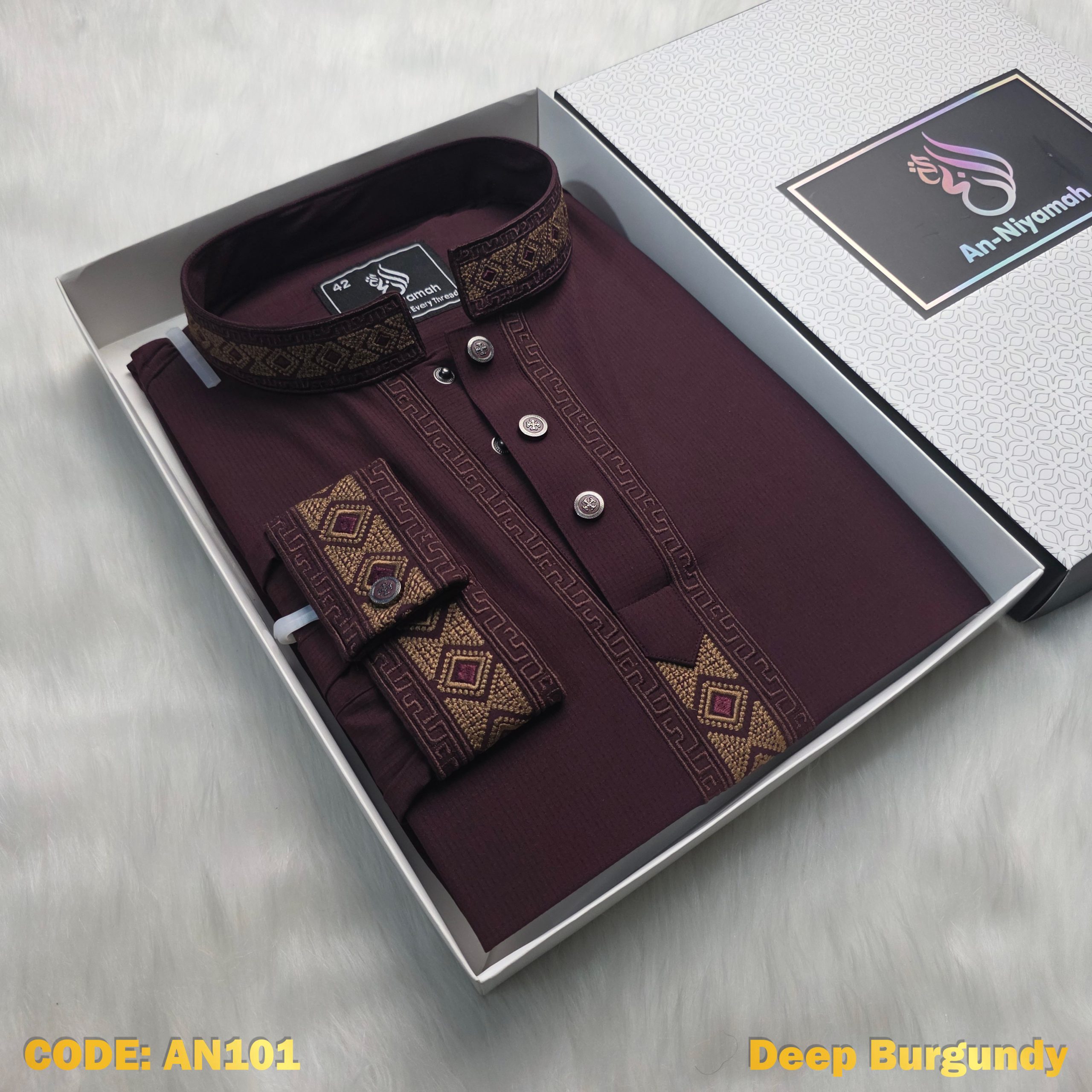 Premium Deep Burgundy Panjabi