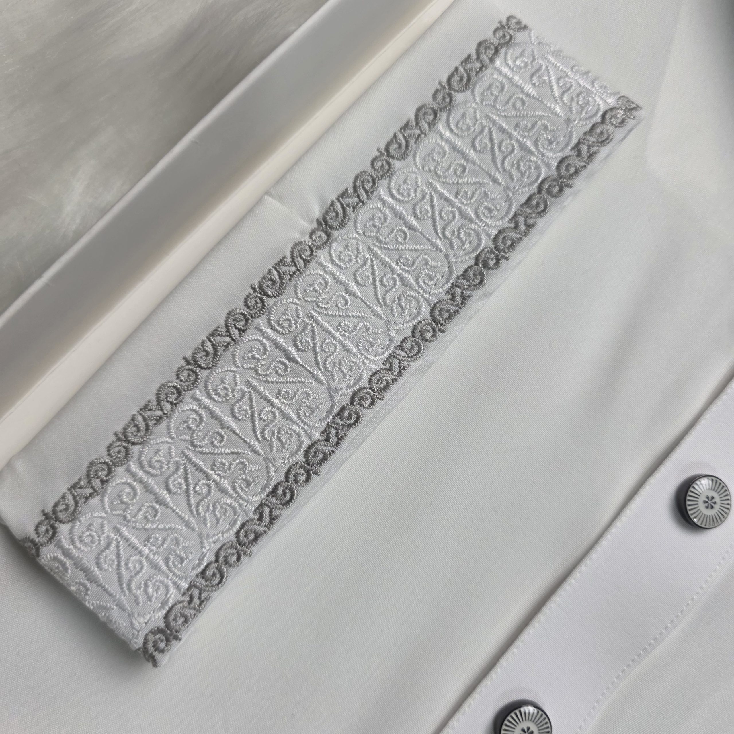 Royal White Embroidered Men's Panjabi - Image 2