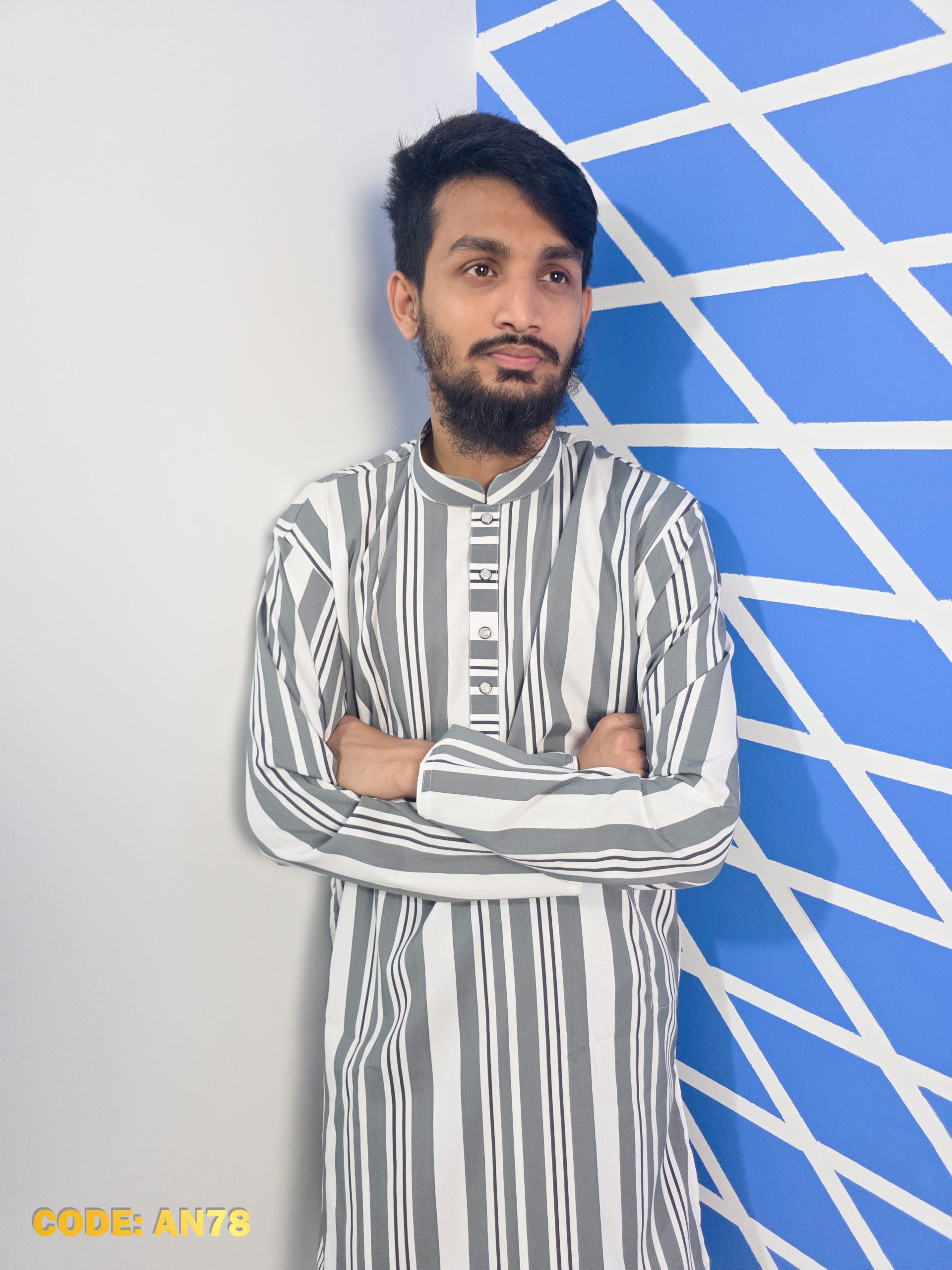 Premium Jafran Fabric Striped Print Panjabi - Image 6