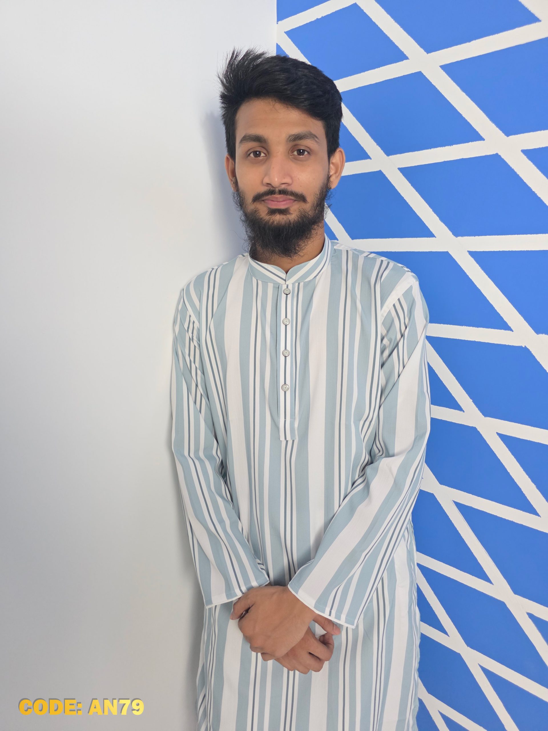 Premium Jafran Fabric Striped Print Panjabi - Image 4