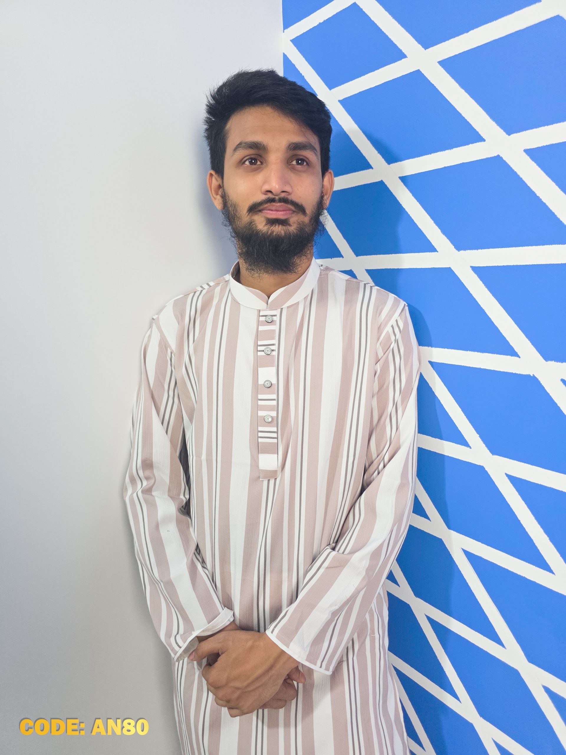 Premium Jafran Fabric Striped Print Panjabi - Image 5