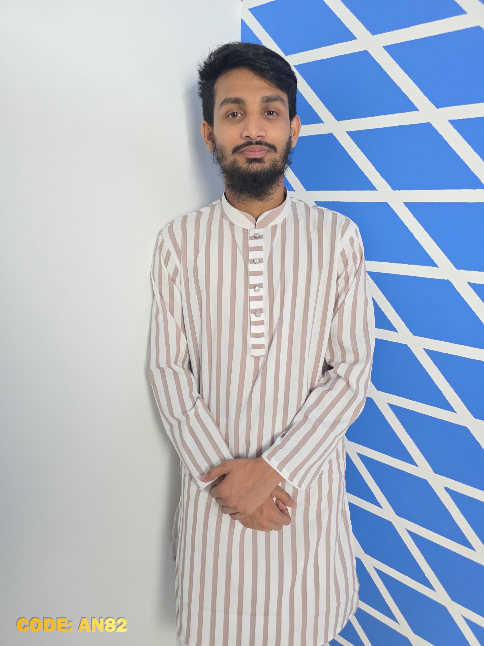 Premium Ash-Brown Striped Panjabi - Image 2