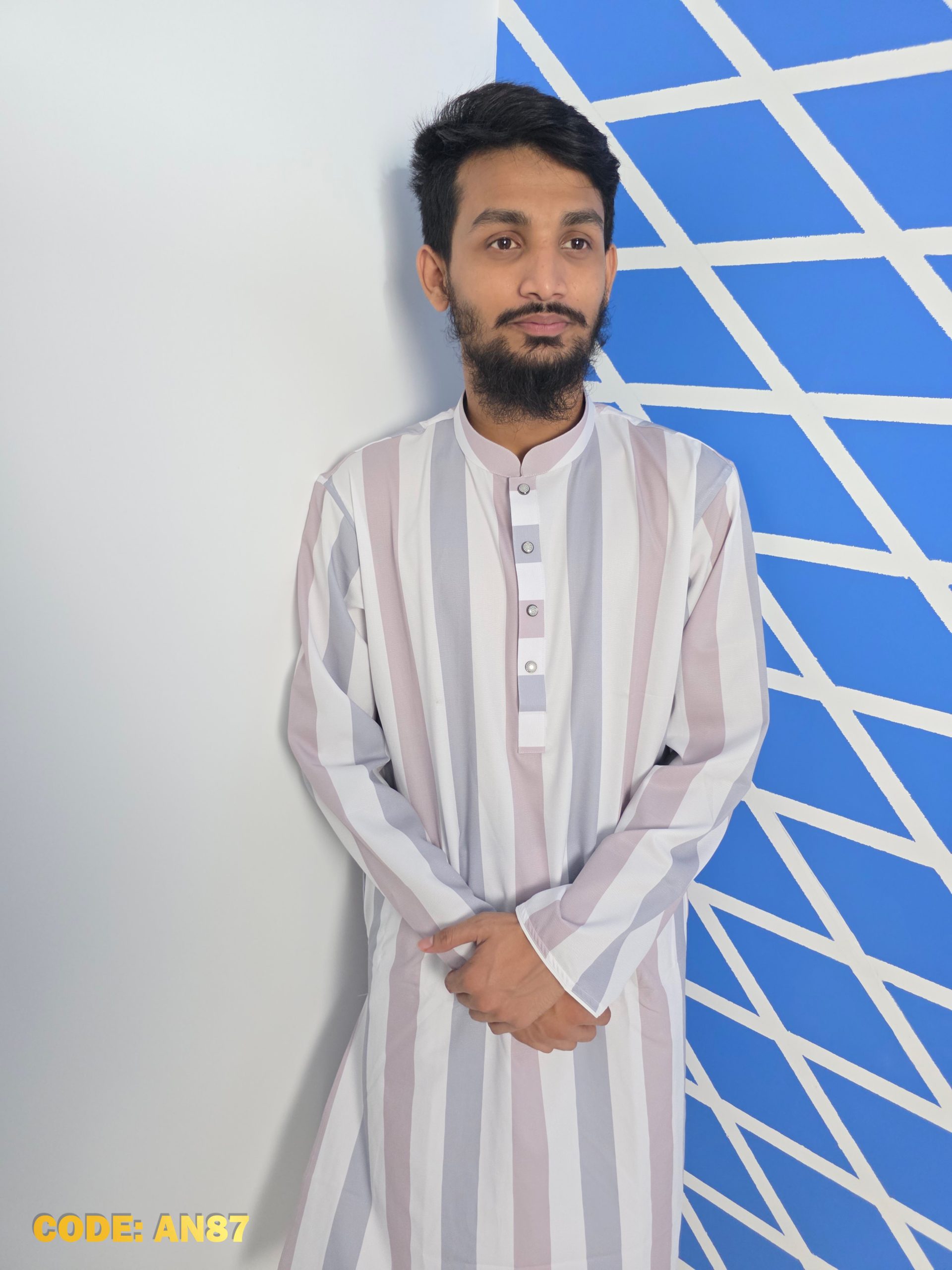 Premium Jafran Fabric Striped Print Panjabi - Image 5