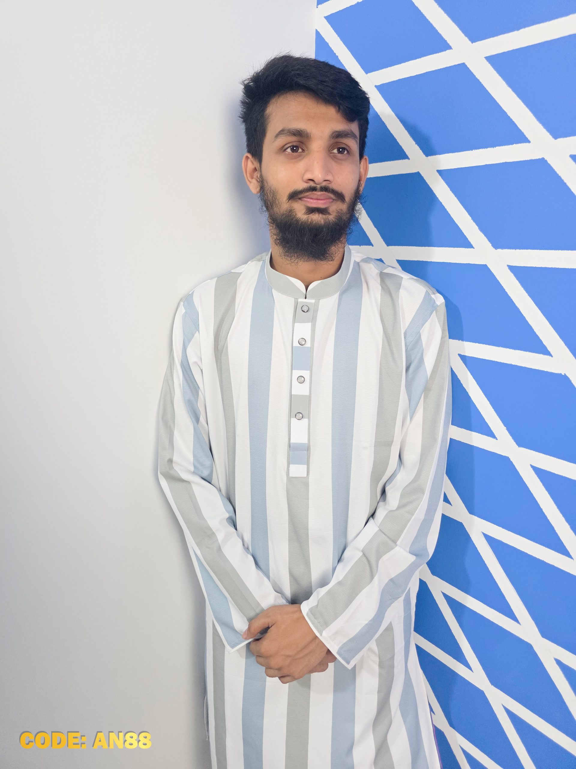 Premium Jafran Fabric Striped Print Panjabi - Image 4