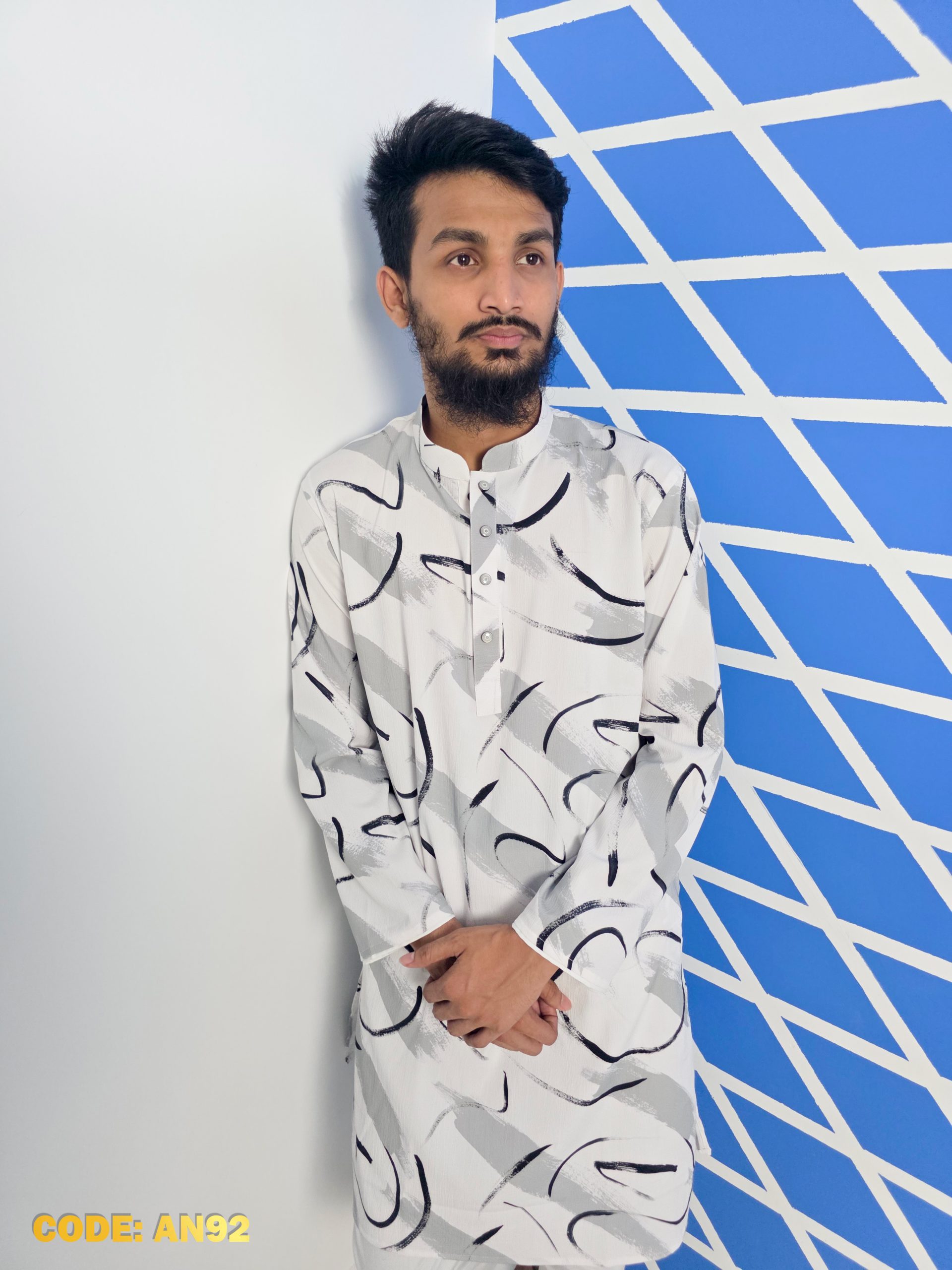 Premium Jafran Fabric Abstract Ink Print Panjabi - Image 4