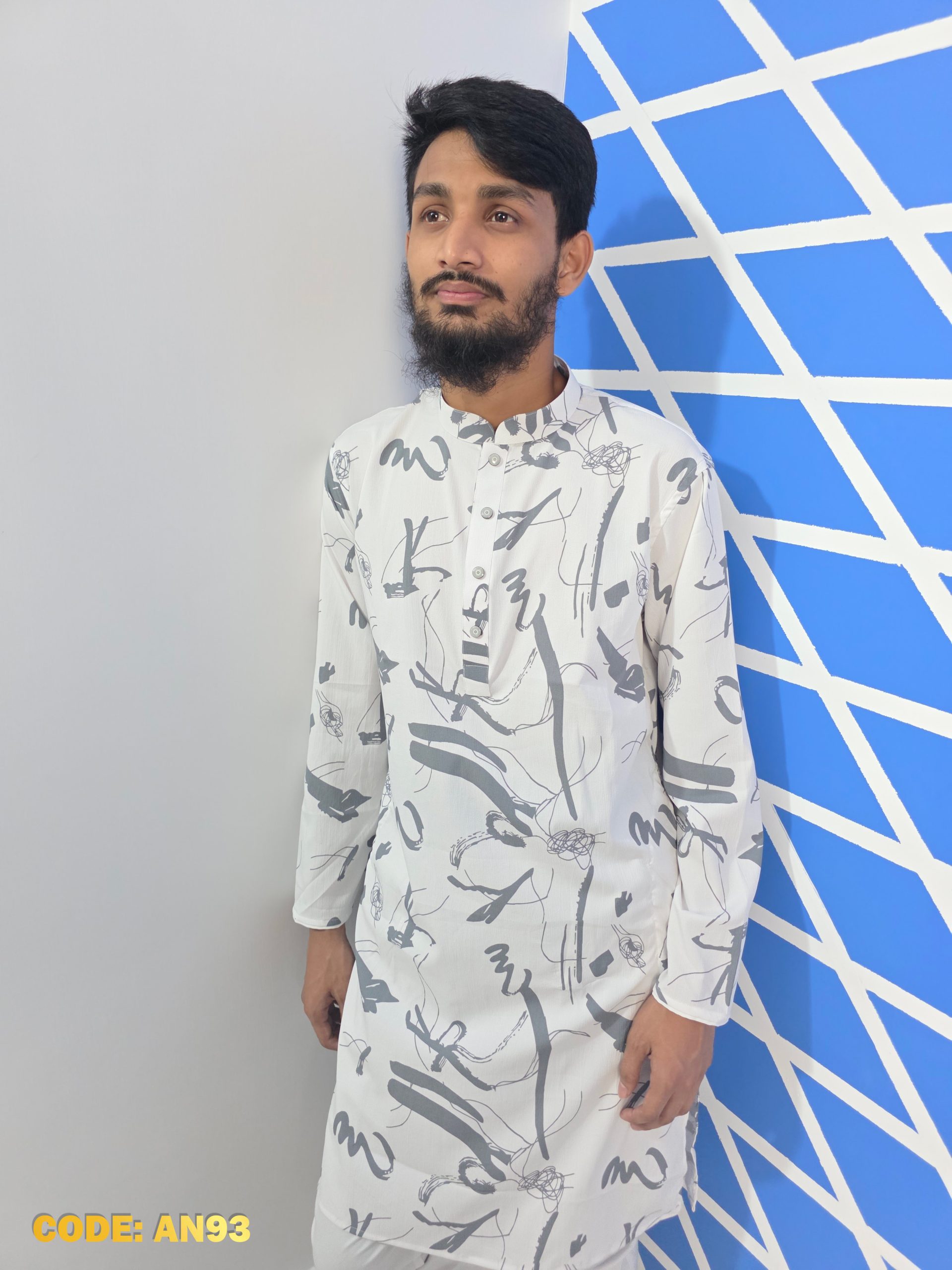 Premium Jafran Fabric Abstract Ink Print Panjabi - Image 6