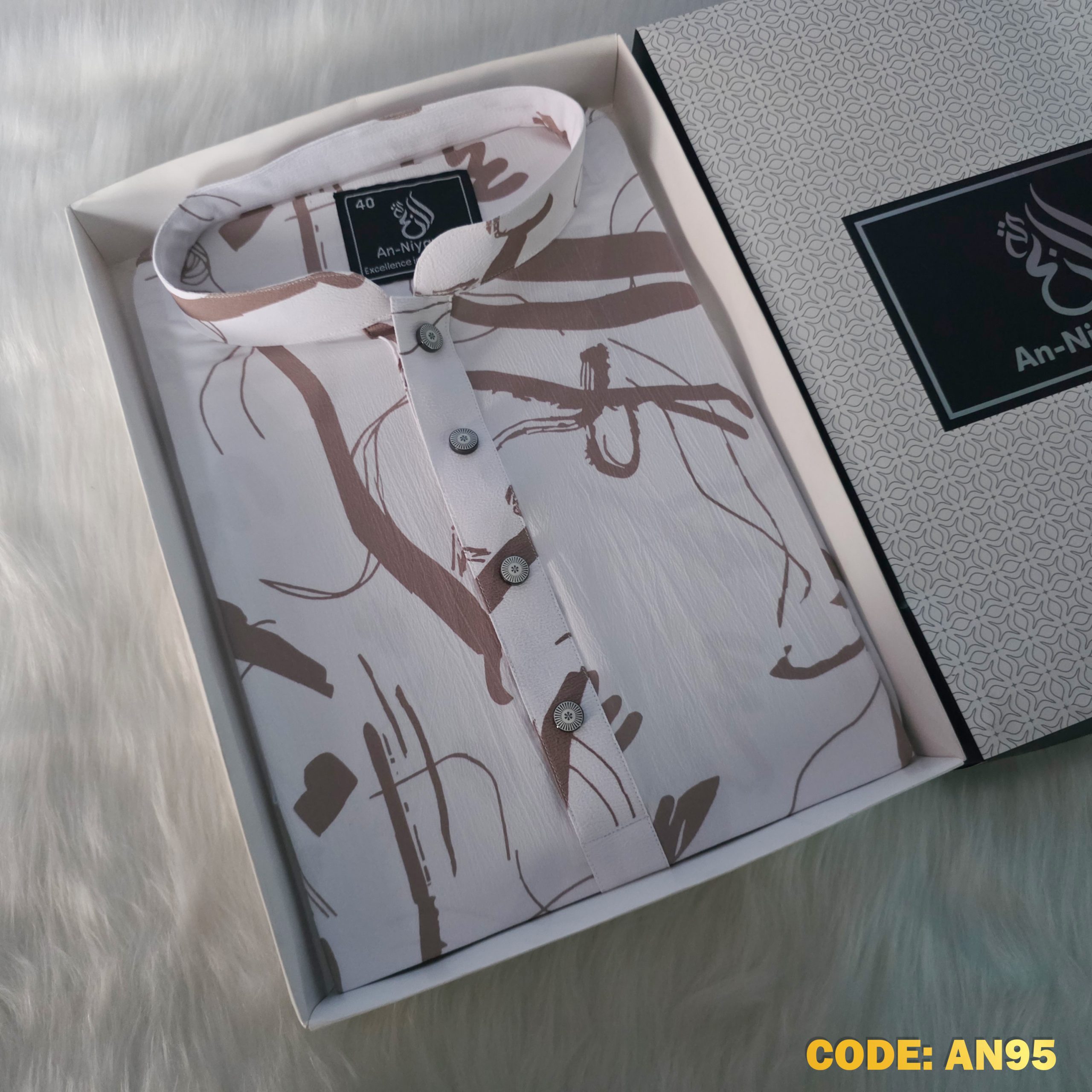Premium Jafran Fabric Abstract Ink Print Panjabi - Image 2