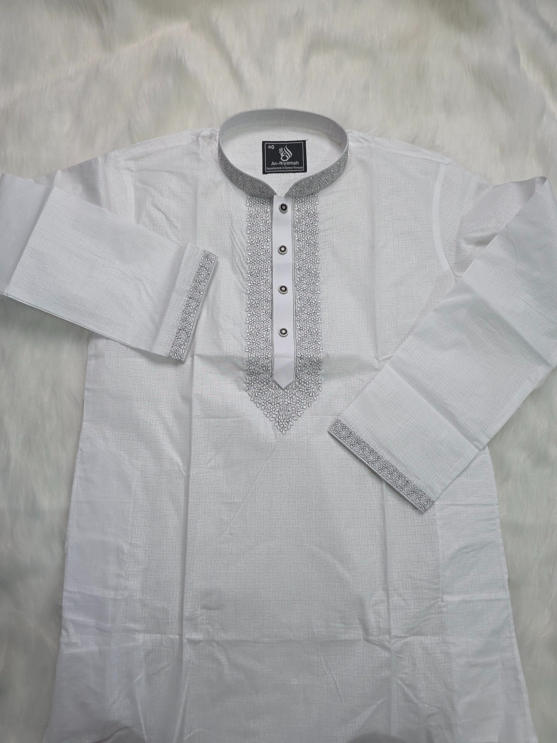 Pure White Sheer Cotton Panjabi for Summer - Image 4
