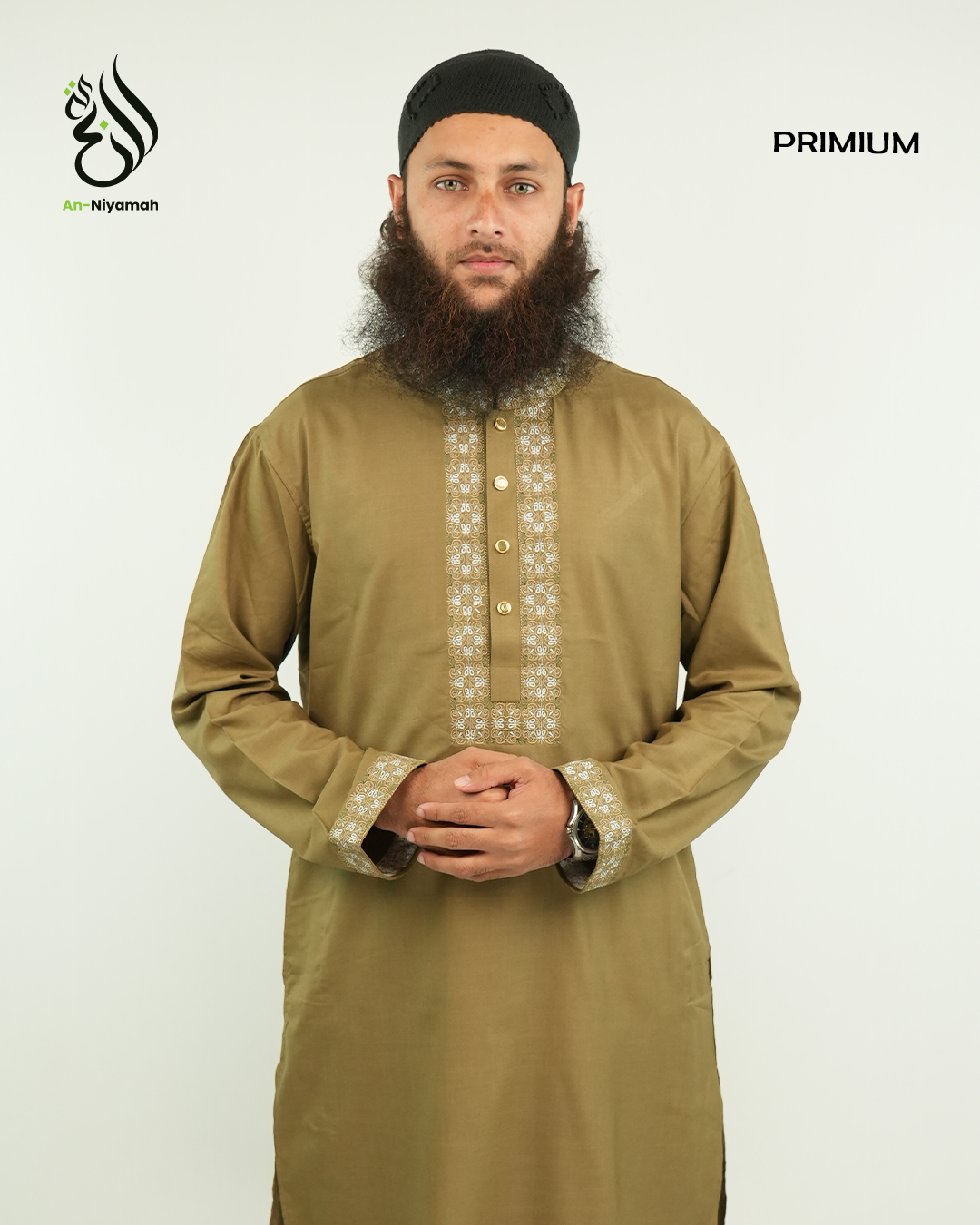An-Niyamah Premium Olive Panjabi | AN-103 - Image 2