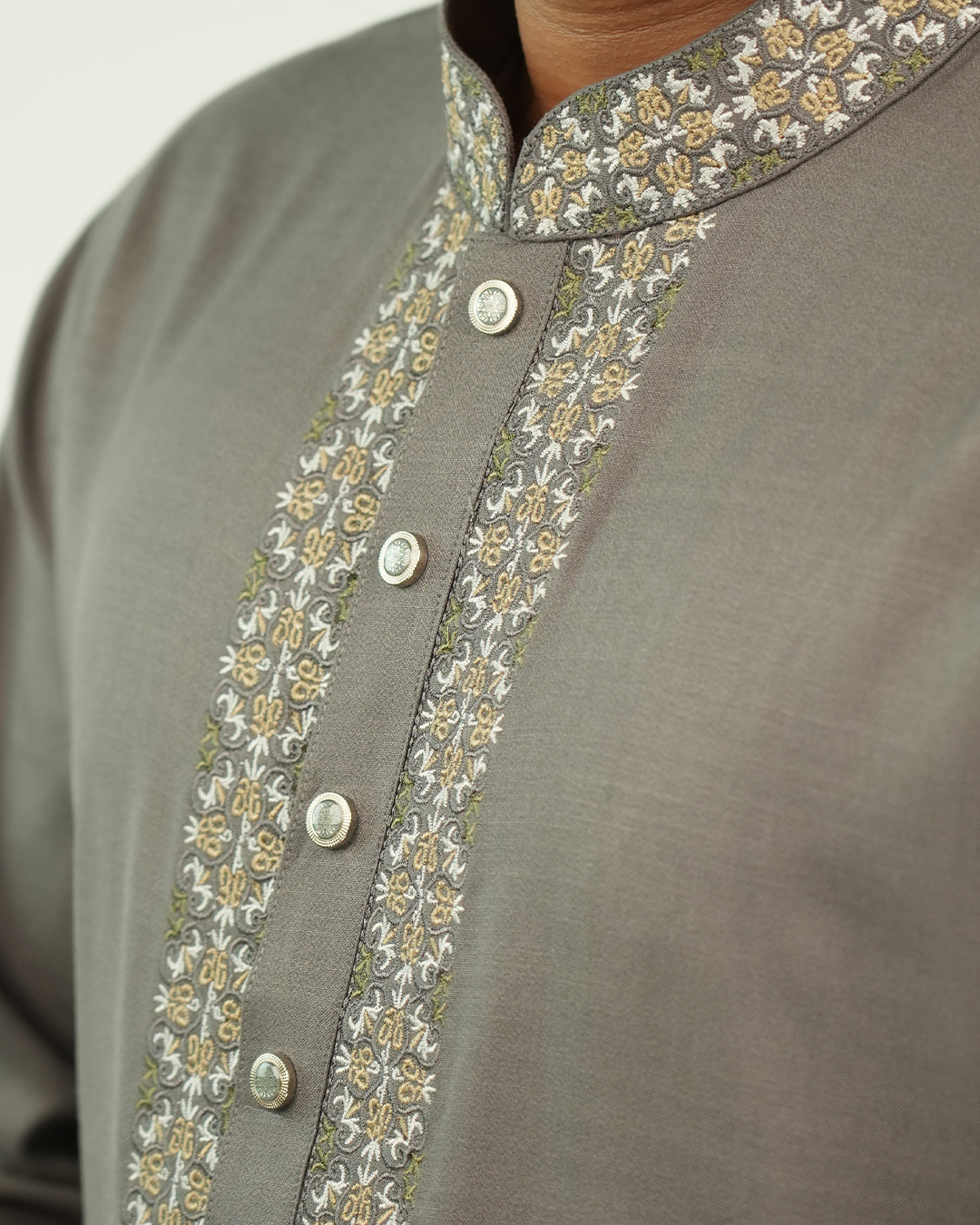 An-Niyamah Premium Ash Grey Panjabi | AN-101 - Image 3