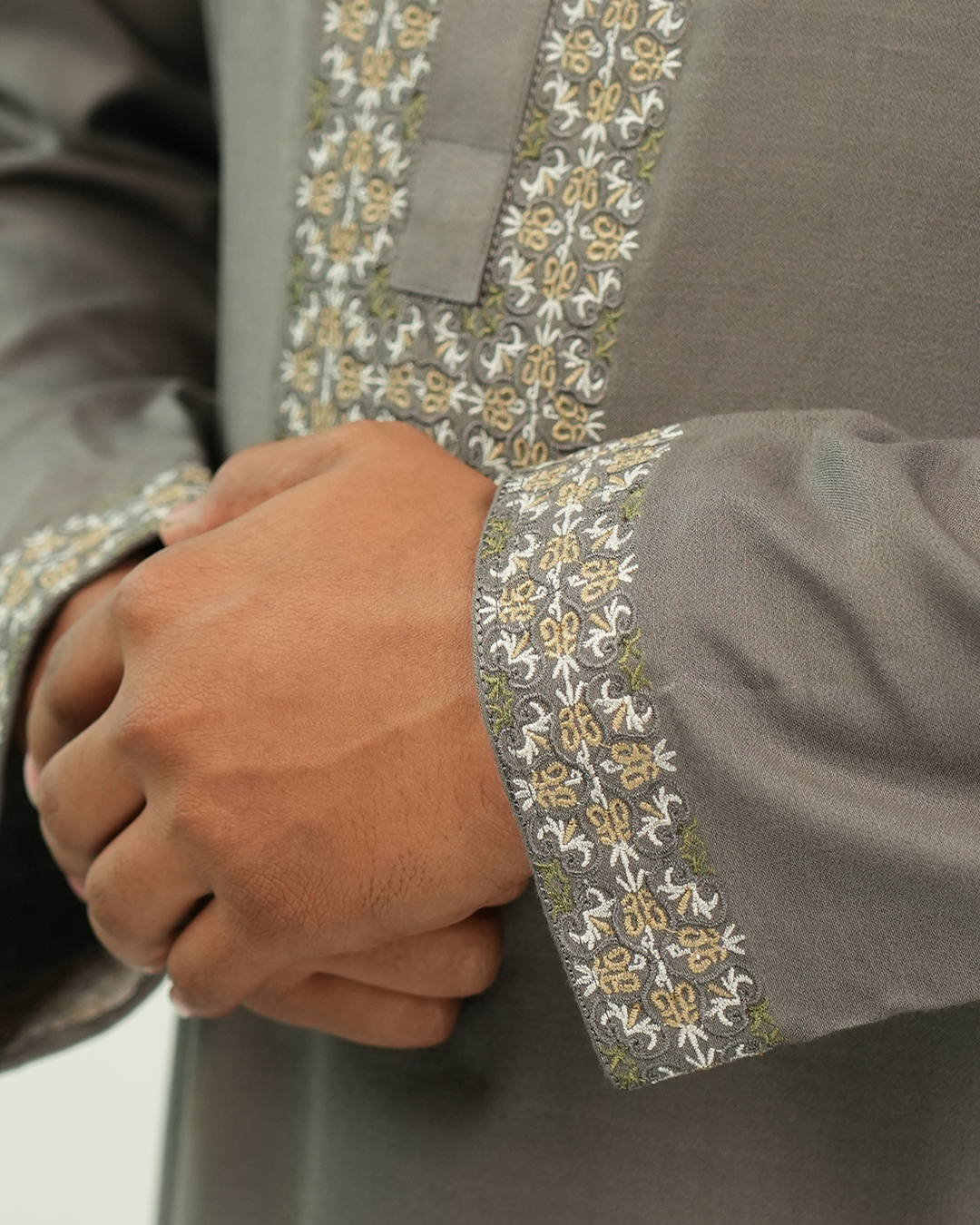 An-Niyamah Premium Ash Grey Panjabi | AN-101 - Image 4