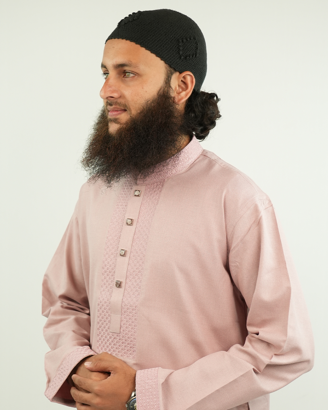 Premium Blush Pink Embroidered Panjabi | AN-301 - Image 4