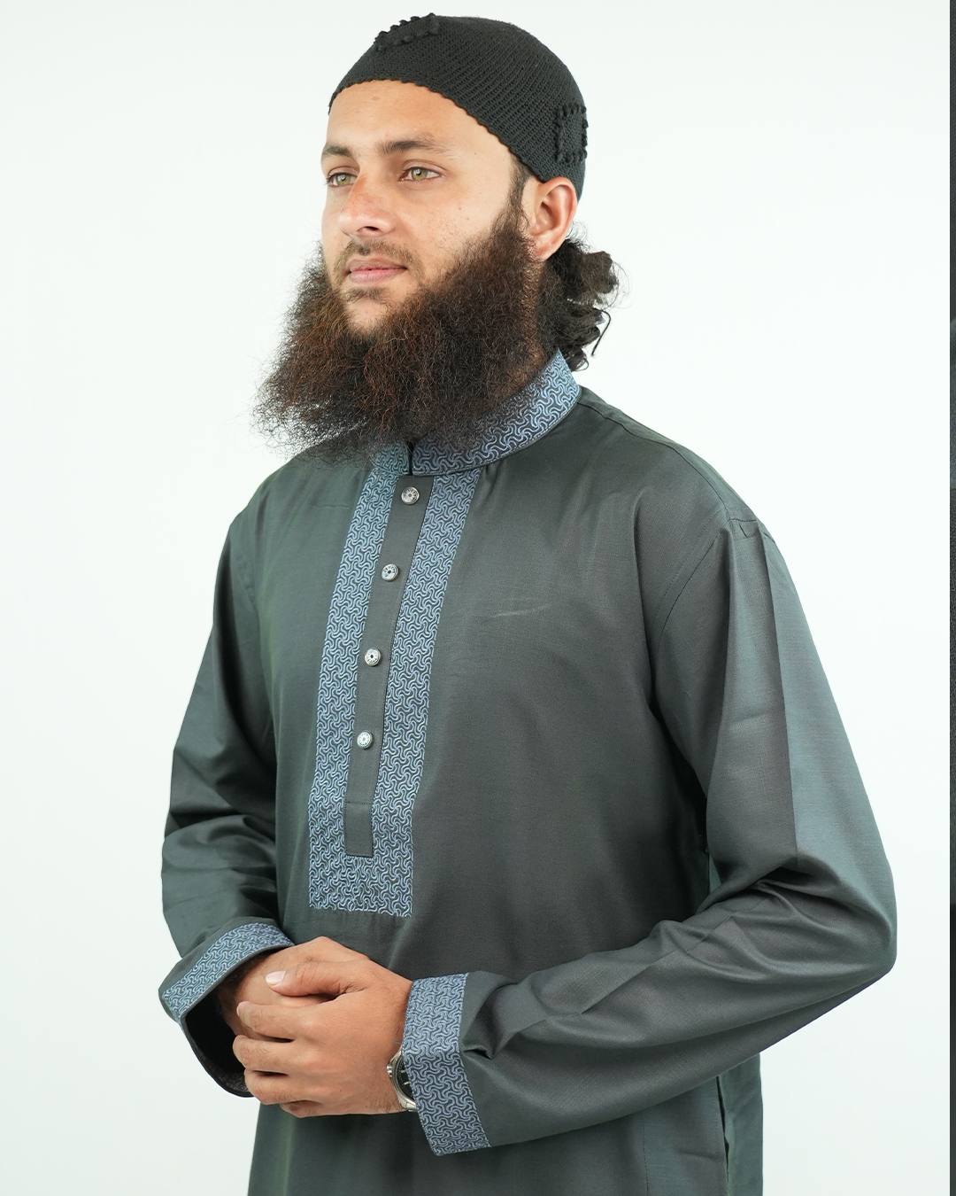 Premium Deep Olive Green Panjabi | AN-401 - Image 4