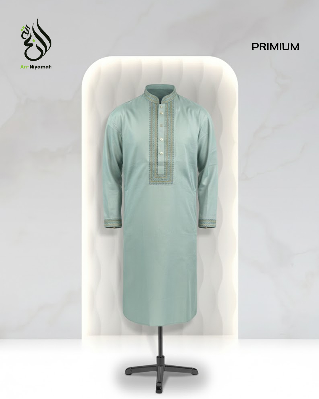 An-Niyamah Premium Sage Green Panjabi | AN-201 - Image 4
