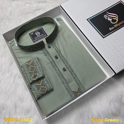 premium-half-zip-cotton-panjabi-sage-green