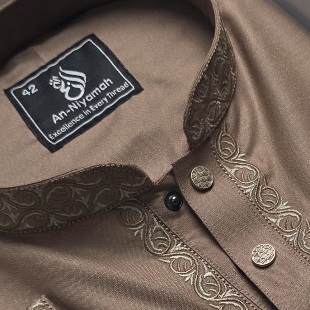 Premium Mocha Brown Cotton Panjabi - Image 3