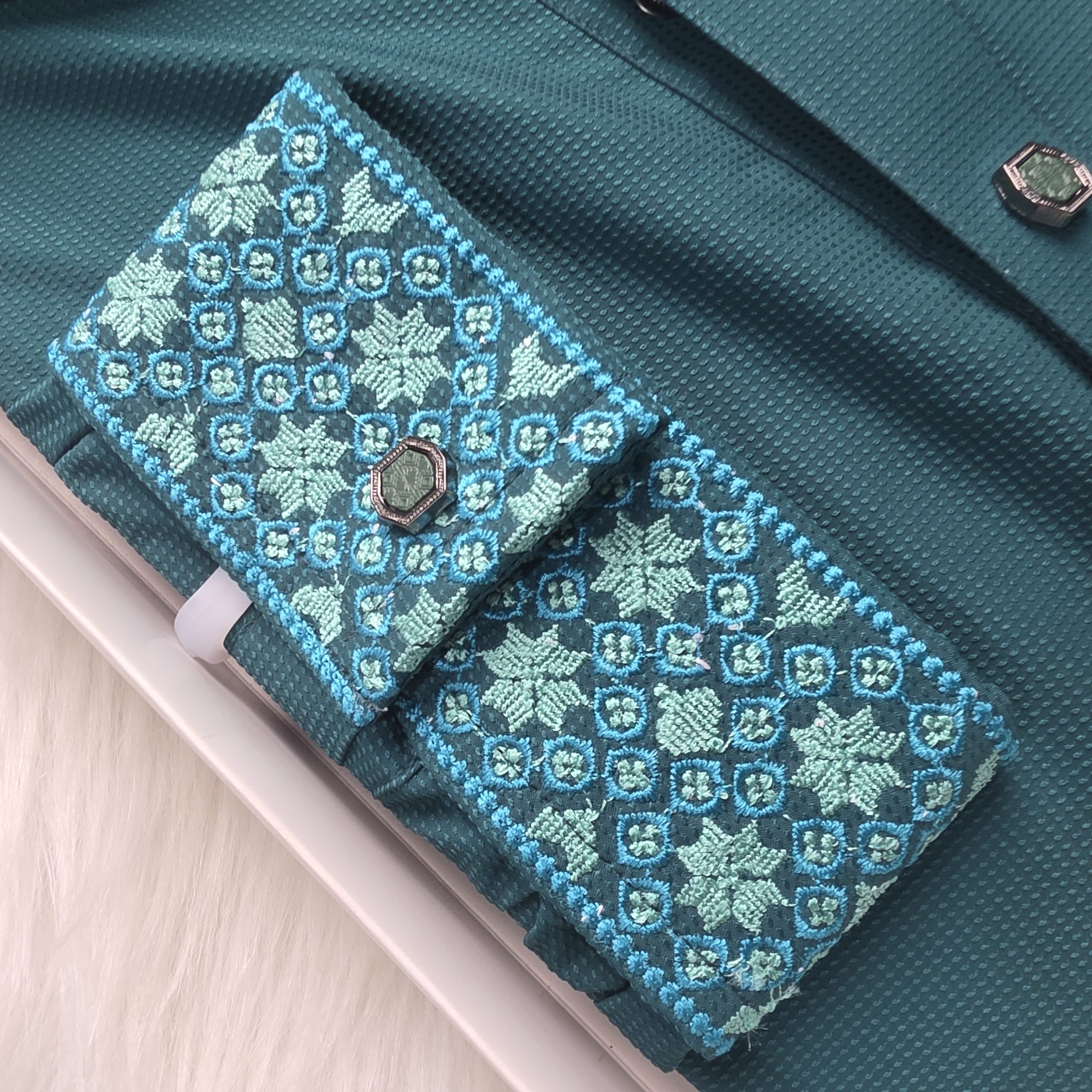 Prestige Export Fabric Panjabi | Teal - Image 3