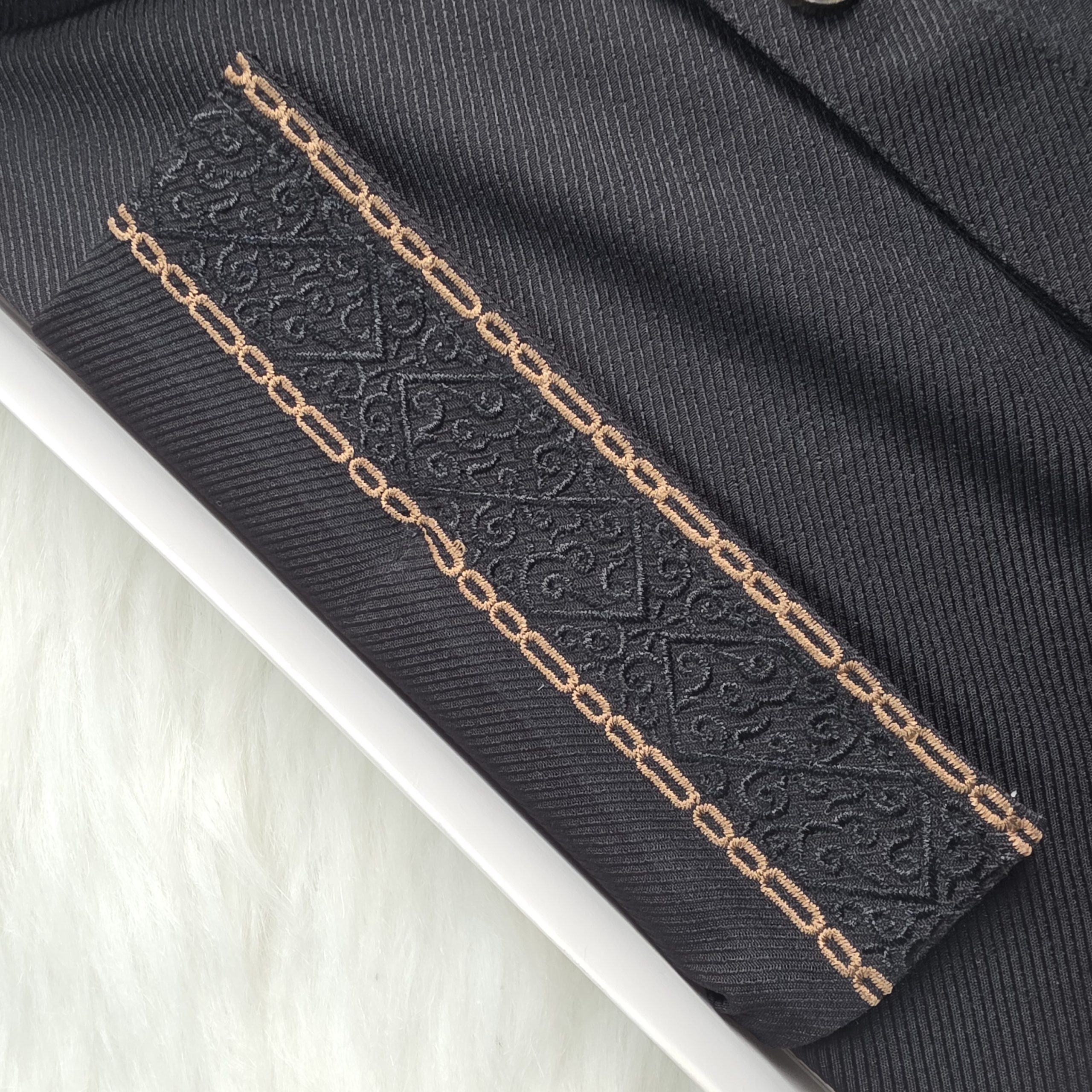 Premium Cherry Fabric Panjabi | Black - Image 3