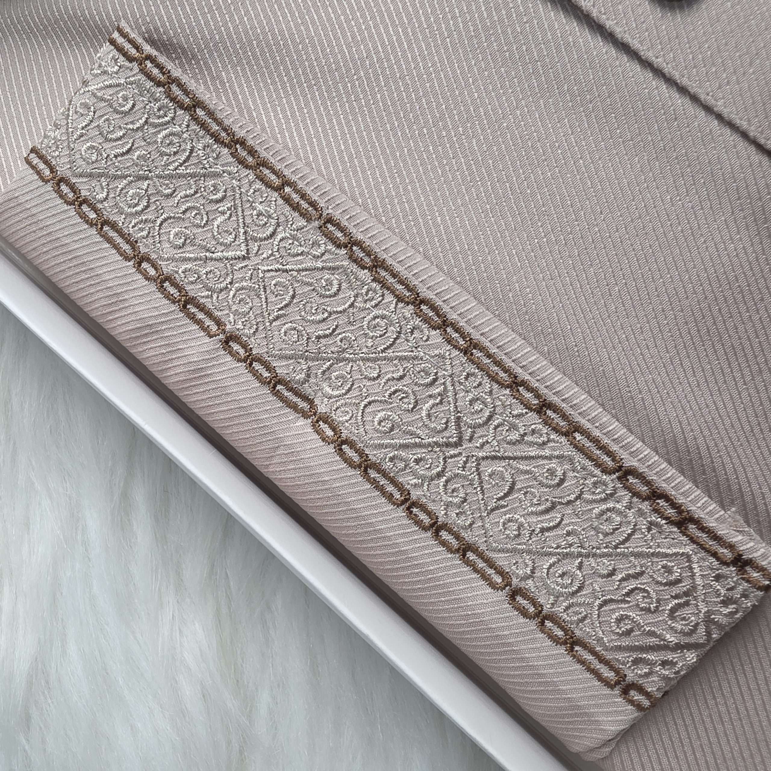 Premium Cherry Fabric Panjabi | Light Beige - Image 3
