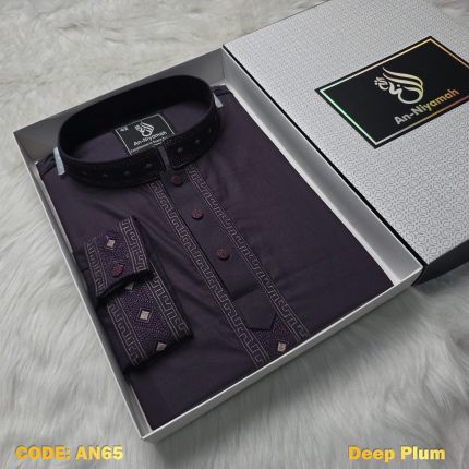 premium-half-zip-cotton-panjabi-deep-plum