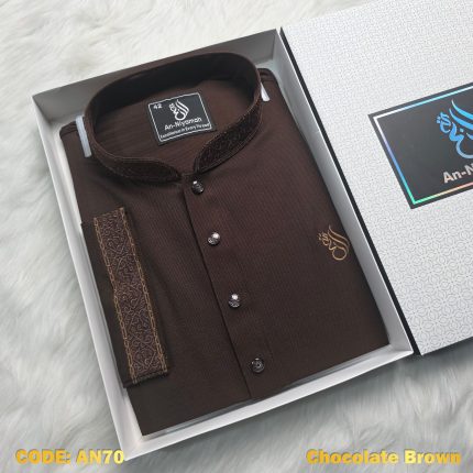 premium-cherry-fabric-panjabi-chocolate-brown